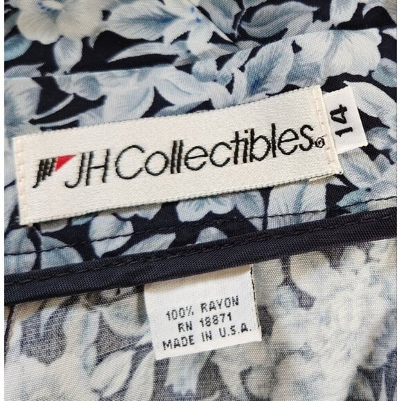 Vintage Midi Skirt 90s Blue Floral Flowy 1990s Feminine Pretty Cottagecore XL 14 - Picture 6 of 7